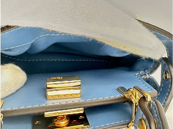 Fendi Nano Peekaboo – Pelle Azzurra Blu Blu chiaro - vista 11