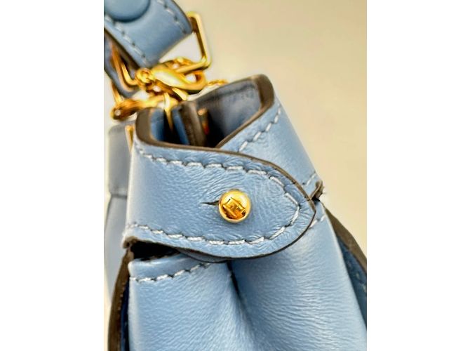 Fendi Nano Peekaboo – Pelle Azzurra Blu Blu chiaro - vista 5