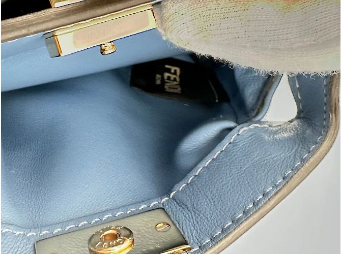 Fendi Nano Peekaboo – Pelle Azzurra Blu Blu chiaro - vista 8