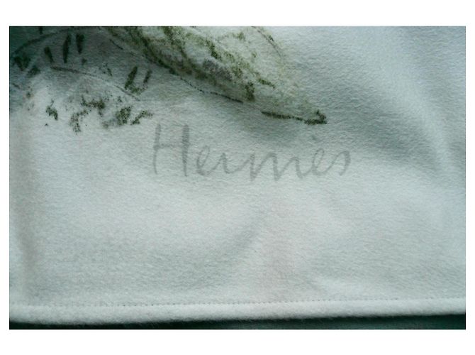 Hermès HERMES Etole cachemire Léopard de Ceyland vert de gris céladon avec étiquette - vue 7