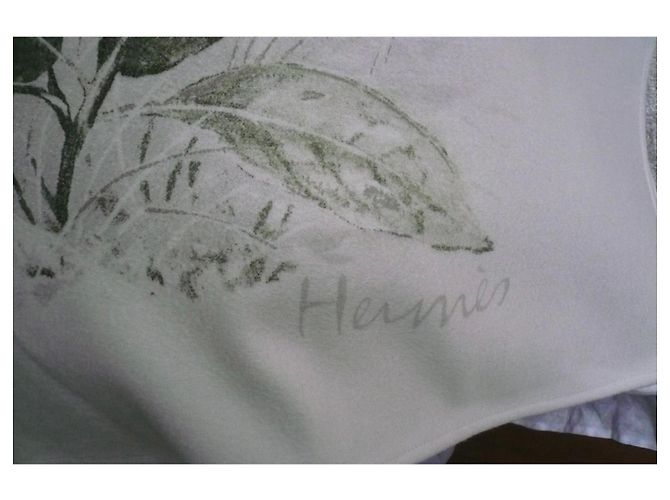 Hermès HERMES Etole cachemire Léopard de Ceyland vert de gris céladon avec étiquette - vue 9