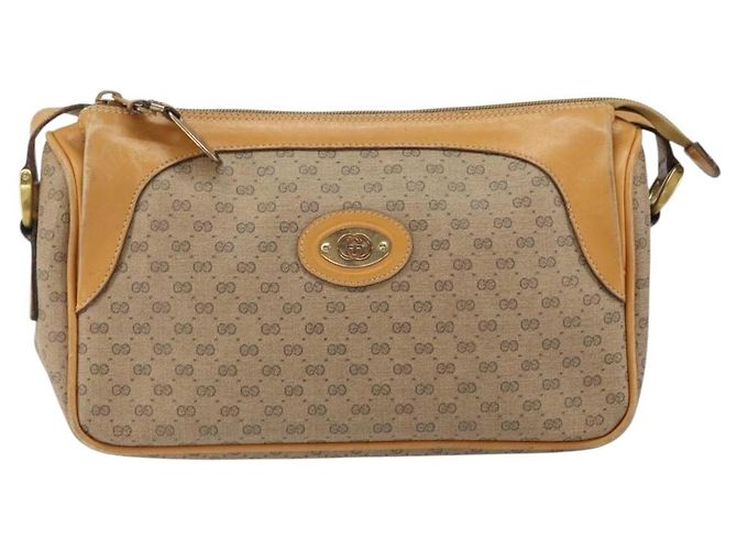 Gucci Borsa a Spalla Micro GG Supreme PVC Beige Oro Auth BA9394 D'oro - vista 13