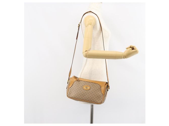 Gucci Borsa a Spalla Micro GG Supreme PVC Beige Oro Auth BA9394 D'oro - vista 21