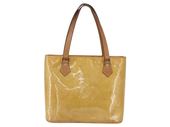 LOUIS VUITTON Monogram Vernis Houston Hand Bag Beige M91004 LV Auth ka1258 - view 13
