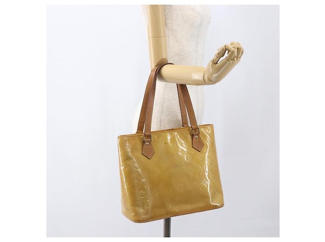LOUIS VUITTON Monogram Vernis Houston Hand Bag Beige M91004 LV Auth ka1258 - view 22