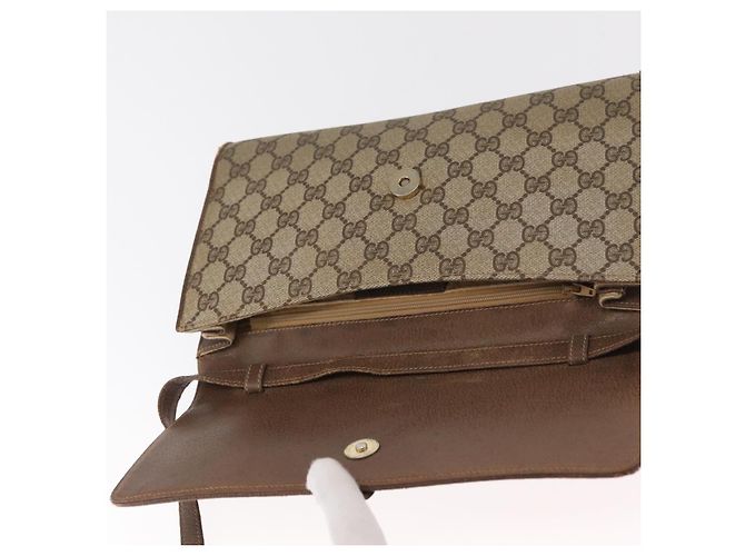 Gucci Borsa a Spalla GG Supreme PVC Beige Oro Auth BA9294 D'oro - vista 10