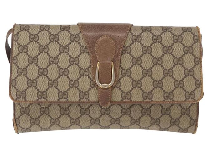 Gucci Borsa a Spalla GG Supreme PVC Beige Oro Auth BA9294 D'oro - vista 13