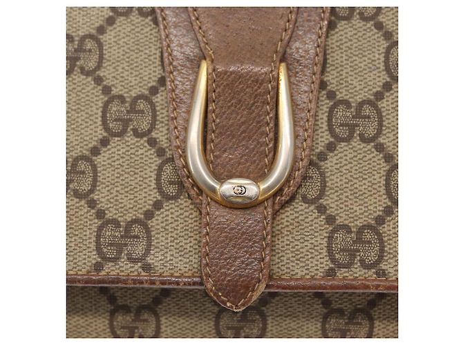 Gucci Borsa a Spalla GG Supreme PVC Beige Oro Auth BA9294 D'oro - vista 17