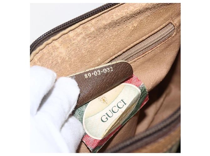 Borsa Sherry Line GG Supreme Web di GUCCI in PVC beige e oro 89 02 032 Auth 159407 D'oro - vista 12