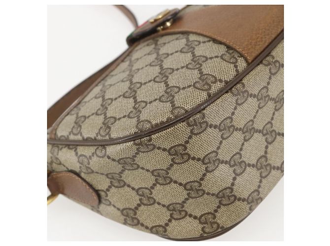 Borsa Sherry Line GG Supreme Web di GUCCI in PVC beige e oro 89 02 032 Auth 159407 D'oro - vista 14