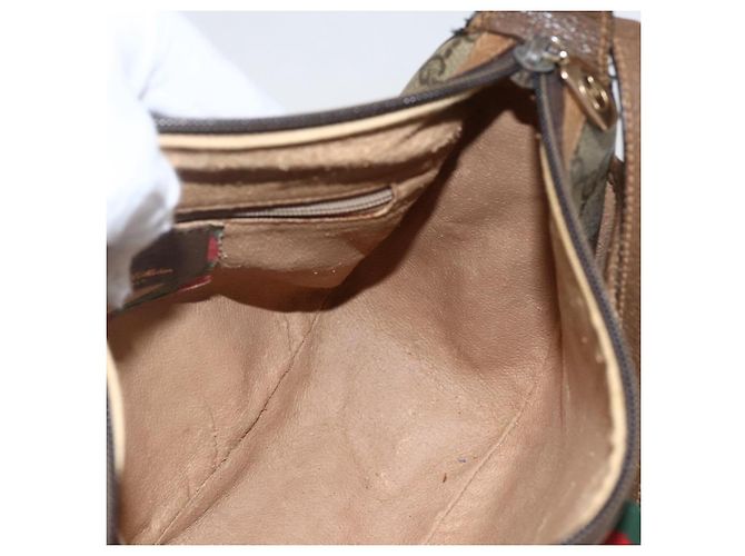 Borsa Sherry Line GG Supreme Web di GUCCI in PVC beige e oro 89 02 032 Auth 159407 D'oro - vista 18