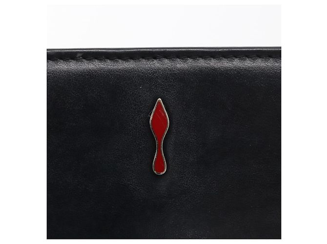 Borsa a spalla in pelle nera con borchie e catena Christian Louboutin Auth gh1489 Nero Argento - vista 17