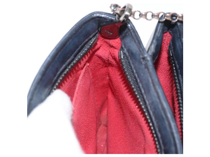Borsa a spalla in pelle nera con borchie e catena Christian Louboutin Auth gh1489 Nero Argento - vista 20