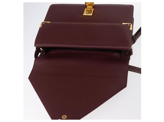 Cartier Borsa a spalla Must Line in pelle Bordeaux oro Auth BA9345 D'oro Bordò - vista 10
