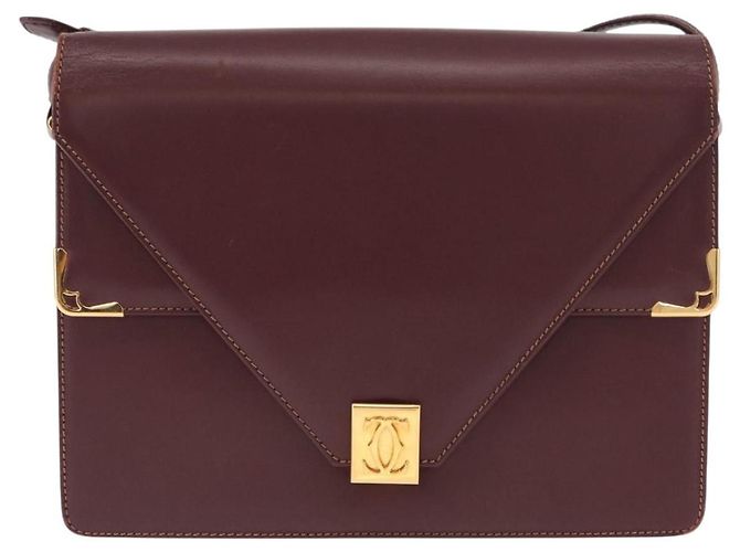 Cartier Borsa a spalla Must Line in pelle Bordeaux oro Auth BA9345 D'oro Bordò - vista 13