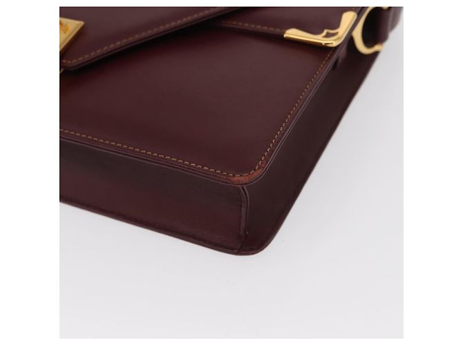 Cartier Borsa a spalla Must Line in pelle Bordeaux oro Auth BA9345 D'oro Bordò - vista 14