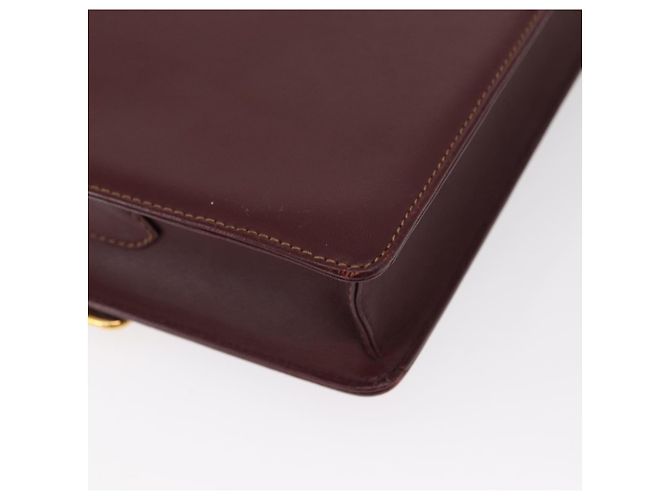 Cartier Borsa a spalla Must Line in pelle Bordeaux oro Auth BA9345 D'oro Bordò - vista 15
