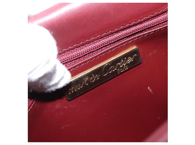 Cartier Borsa a spalla Must Line in pelle Bordeaux oro Auth BA9345 D'oro Bordò - vista 18