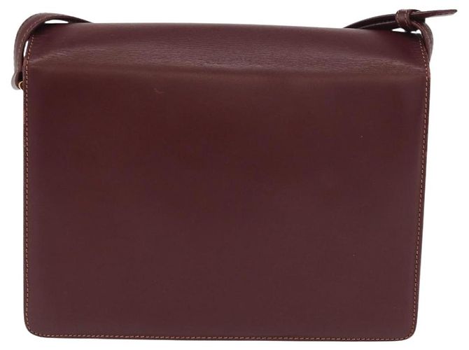 Cartier Borsa a spalla Must Line in pelle Bordeaux oro Auth BA9345 D'oro Bordò - vista 2