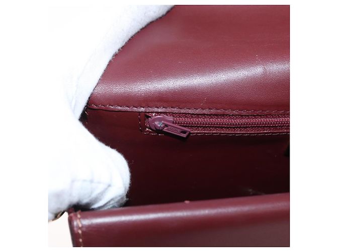 Cartier Borsa a spalla Must Line in pelle Bordeaux oro Auth BA9345 D'oro Bordò - vista 22