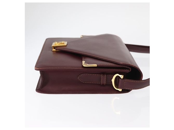 Cartier Borsa a spalla Must Line in pelle Bordeaux oro Auth BA9345 D'oro Bordò - vista 3