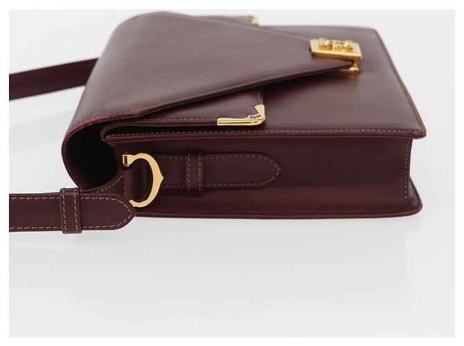 Cartier Borsa a spalla Must Line in pelle Bordeaux oro Auth BA9345 D'oro Bordò - vista 4