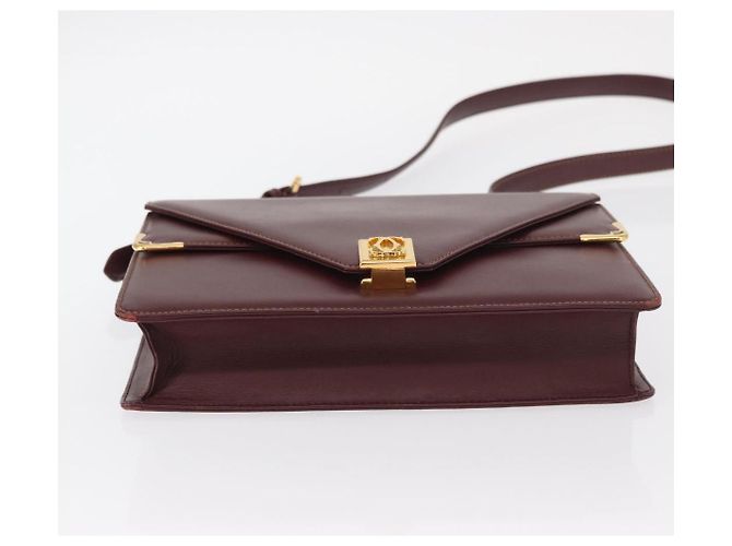 Cartier Borsa a spalla Must Line in pelle Bordeaux oro Auth BA9345 D'oro Bordò - vista 5