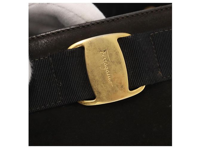 Borsa Tote Salvatore Ferragamo in suede nero e oro Auth BA9344 D'oro - vista 17