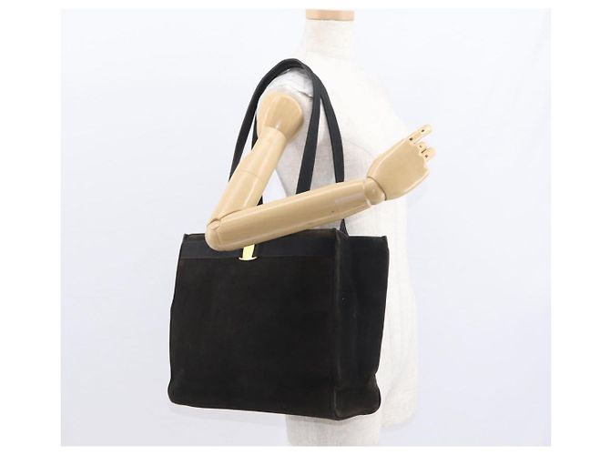 Borsa Tote Salvatore Ferragamo in suede nero e oro Auth BA9344 D'oro - vista 21