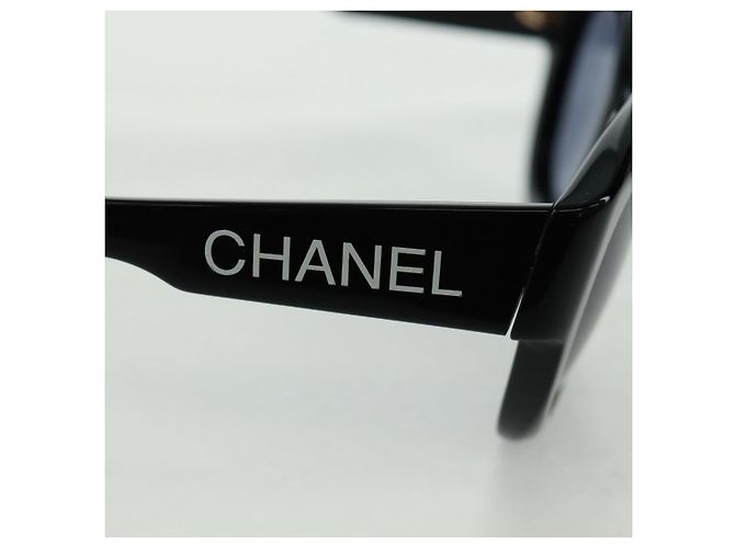 Gafas de sol CHANEL de plástico Negro CC Auth ka1252 - vista 6