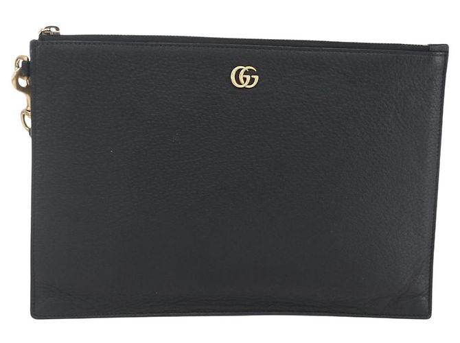 GUCCI Clutch Tasche aus Leder Schwarz Gold 475317 Auth ka1319 Golden - Ansicht 13