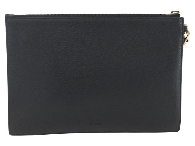 GUCCI Clutch Tasche aus Leder Schwarz Gold 475317 Auth ka1319 Golden - Ansicht 2