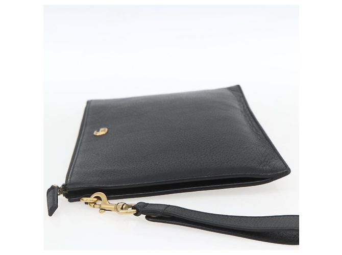 GUCCI Clutch Tasche aus Leder Schwarz Gold 475317 Auth ka1319 Golden - Ansicht 3