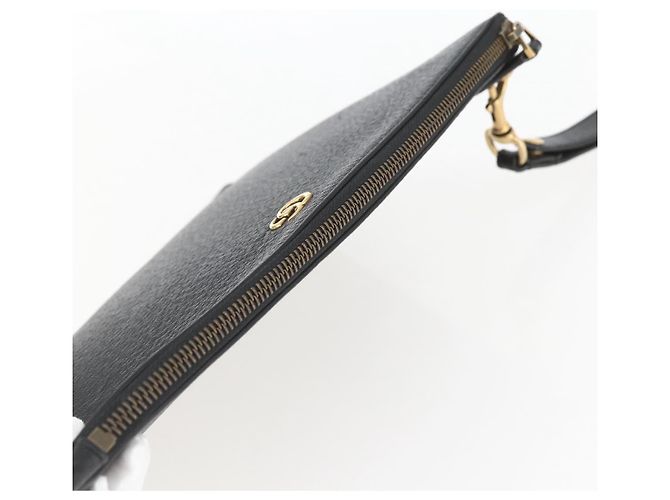 GUCCI Clutch Tasche aus Leder Schwarz Gold 475317 Auth ka1319 Golden - Ansicht 6