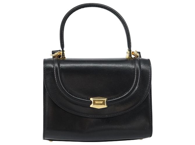 BALLY Borsa a Mano in Pelle 2 vie Nero Oro Auth 158161 D'oro - vista 13
