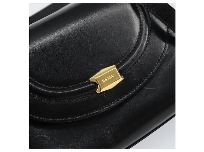 BALLY Borsa a Mano in Pelle 2 vie Nero Oro Auth 158161 D'oro - vista 18