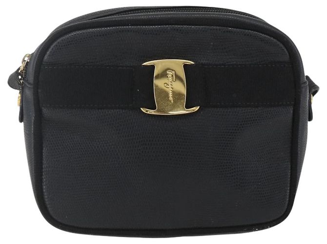 Borsa a Spalla Salvatore Ferragamo in Pelle Nera e Oro Auth ka1281 Nero D'oro - vista 13