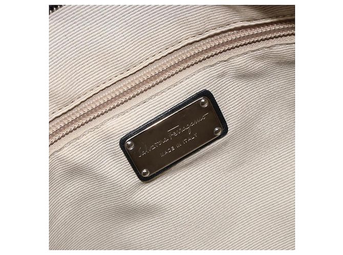 Gancini Tote Bag Salvatore Ferragamo Emaille Schwarz Silber Auth BA9402 - Ansicht 18