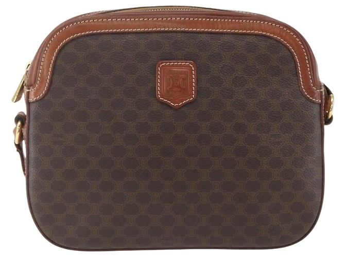 Céline Borsa a Spalla in Tela Macadam CELINE in Pelle PVC Marrone Oro Auth BA9314 D'oro - vista 13