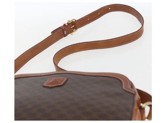 Céline Borsa a Spalla in Tela Macadam CELINE in Pelle PVC Marrone Oro Auth BA9314 D'oro - vista 14