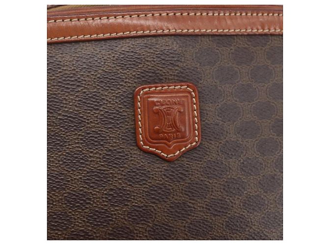 Céline Borsa a Spalla in Tela Macadam CELINE in Pelle PVC Marrone Oro Auth BA9314 D'oro - vista 19
