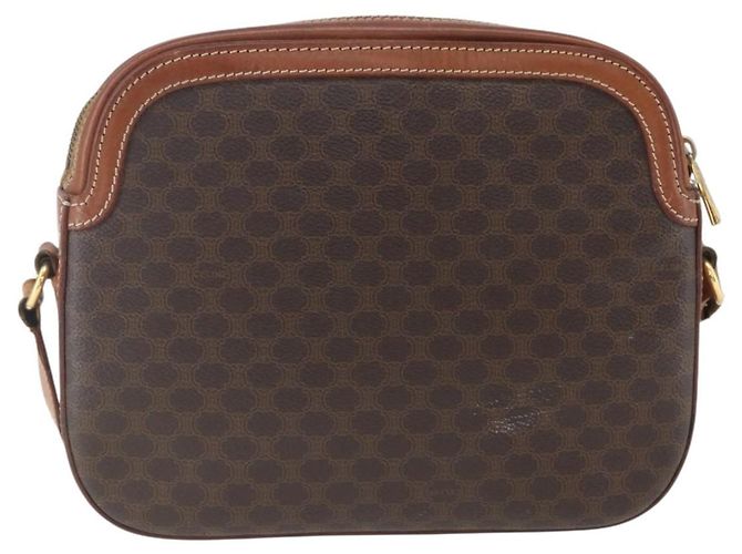 Céline Borsa a Spalla in Tela Macadam CELINE in Pelle PVC Marrone Oro Auth BA9314 D'oro - vista 2