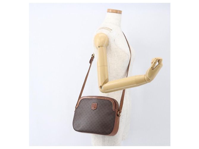 Céline Borsa a Spalla in Tela Macadam CELINE in Pelle PVC Marrone Oro Auth BA9314 D'oro - vista 26