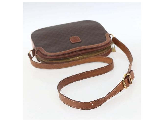 Céline Borsa a Spalla in Tela Macadam CELINE in Pelle PVC Marrone Oro Auth BA9314 D'oro - vista 7