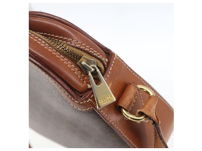 Céline Borsa a Spalla in Tela Macadam CELINE in Pelle PVC Marrone Oro Auth BA9314 D'oro - vista 8