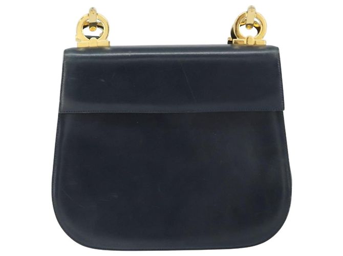 Borsa a Spalla Salvatore Ferragamo in Pelle Blu Navy Oro Auth ka1235 D'oro - vista 13