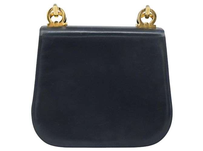 Borsa a Spalla Salvatore Ferragamo in Pelle Blu Navy Oro Auth ka1235 D'oro - vista 2