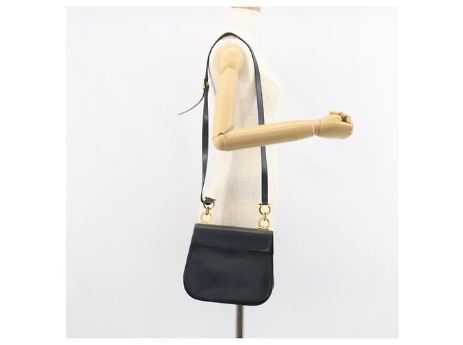 Borsa a Spalla Salvatore Ferragamo in Pelle Blu Navy Oro Auth ka1235 D'oro - vista 20