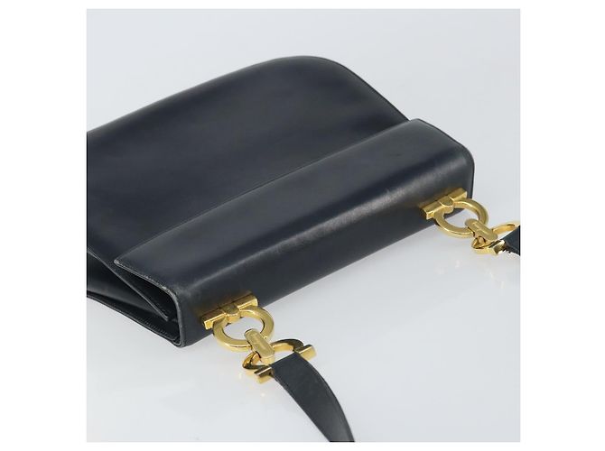 Borsa a Spalla Salvatore Ferragamo in Pelle Blu Navy Oro Auth ka1235 D'oro - vista 6