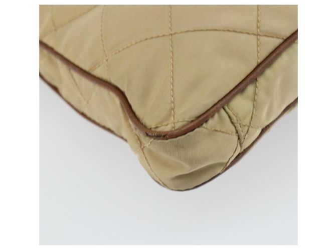 PRADA Gepolsterte Schultertasche Nylon Beige Silber Auth 159966 - Ansicht 18
